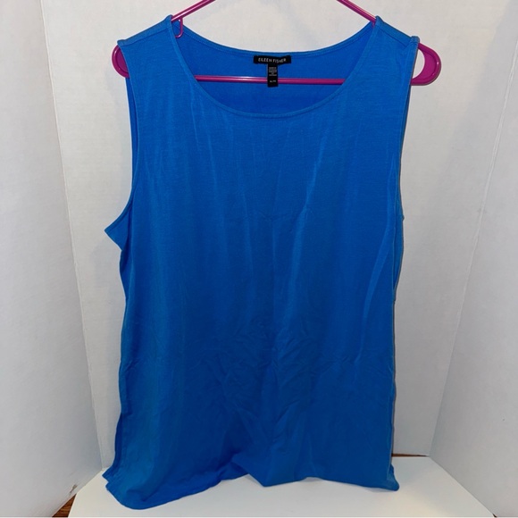EILEEN FISHER Tank Top XL  Tencel Tunic Round Neck Blue - Picture 1 of 8